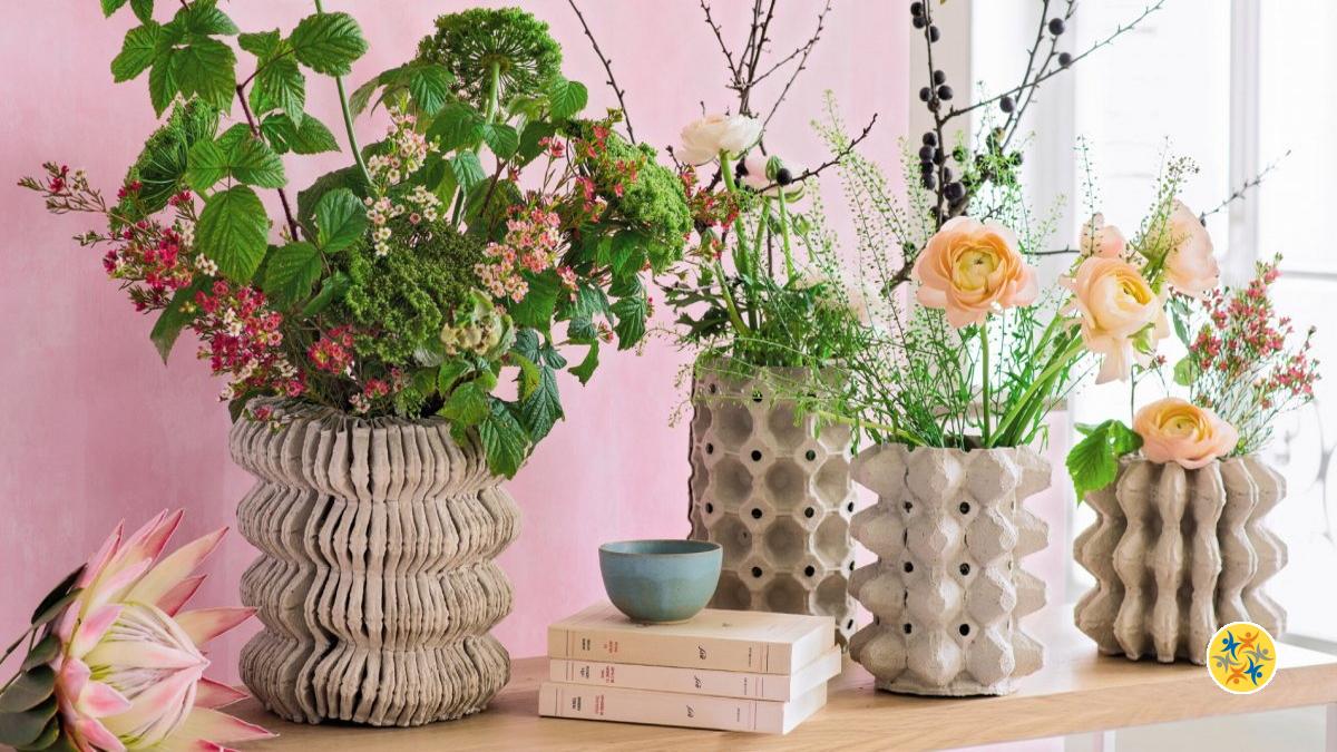 Idée pour fabriquer un vase à partir d'une boîte d'œufs